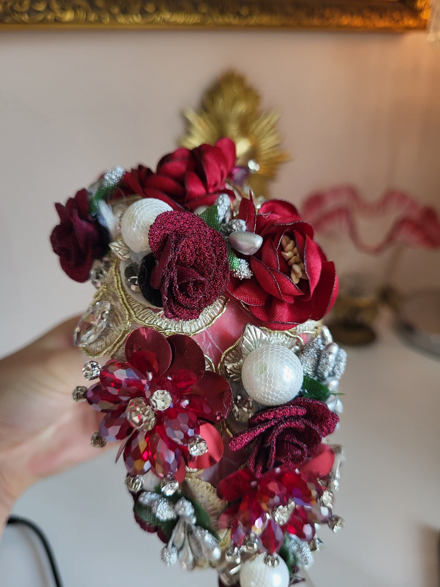 Roses & Faux Pearl Embellished Headband