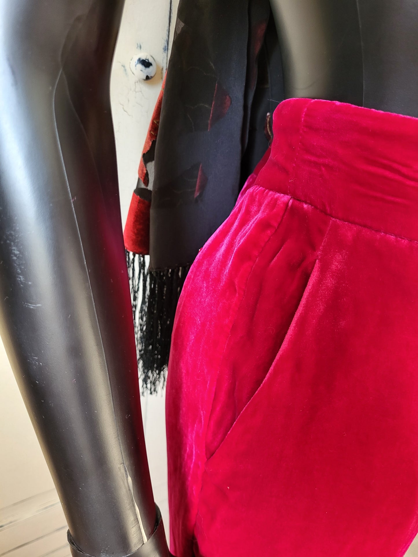 Massimo Dutti Fuchsia Velour Trousers