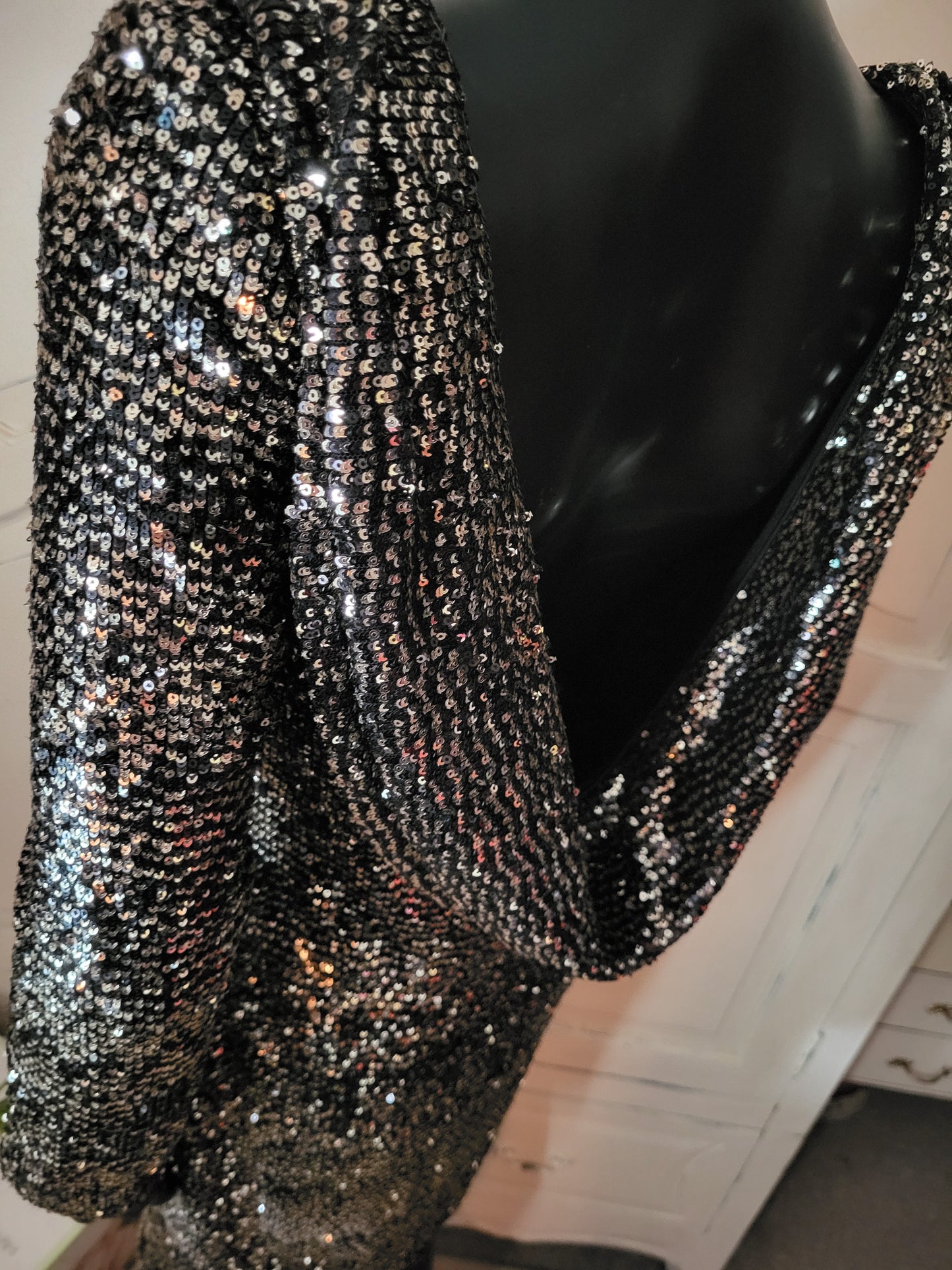 Vintage BIBA Heavy Sequin Cowl Back Dress