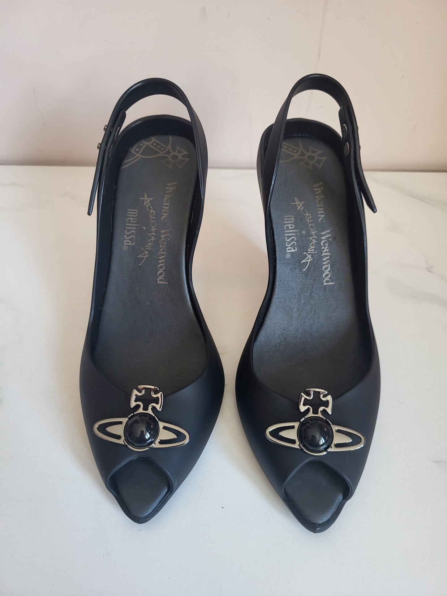 Vivienne Westwood x Melissa Matte Black Orb Heels