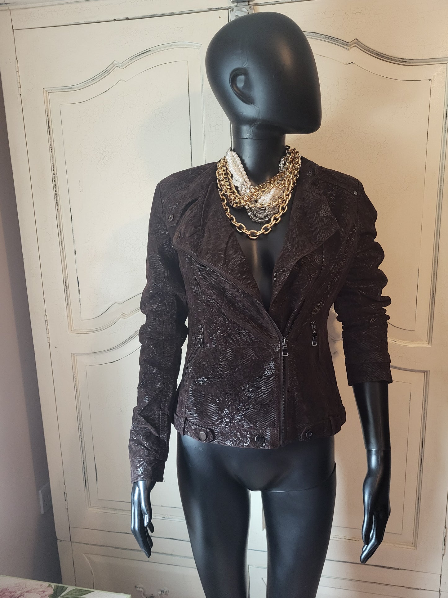 KY Creation Brand New Suede & Leather Lace Effect Jacket