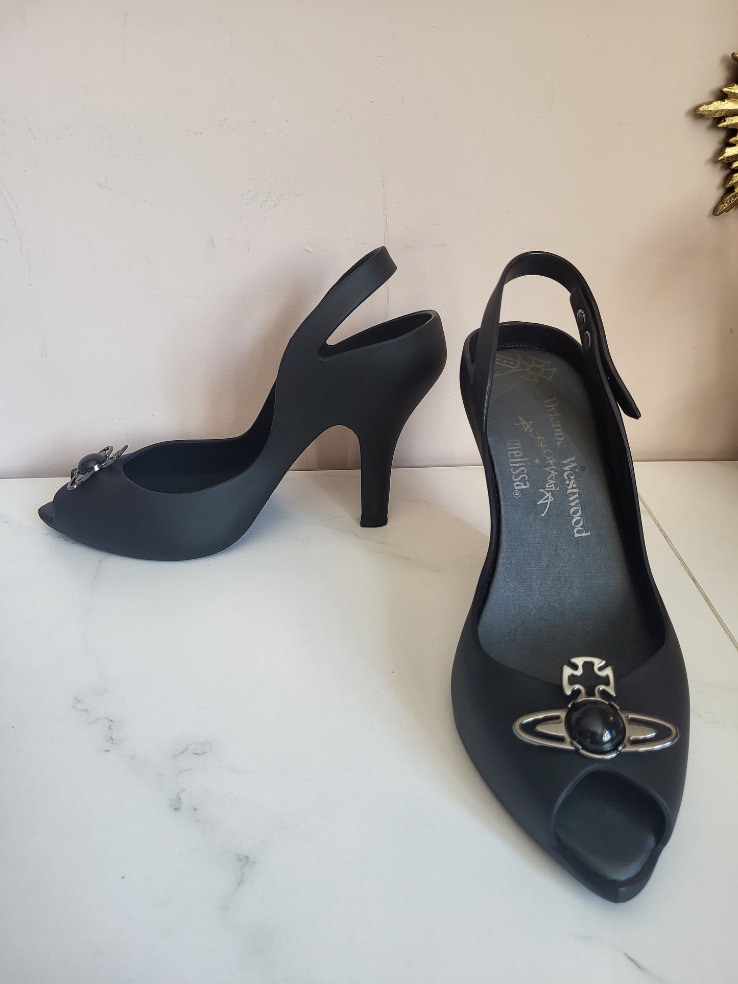 Vivienne Westwood x Melissa Matte Black Orb Heels