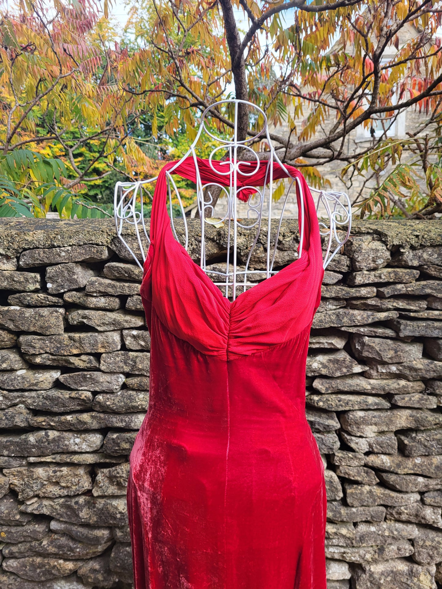 Amanda Wakeley Crimson Silk-Blend Halterneck Dress