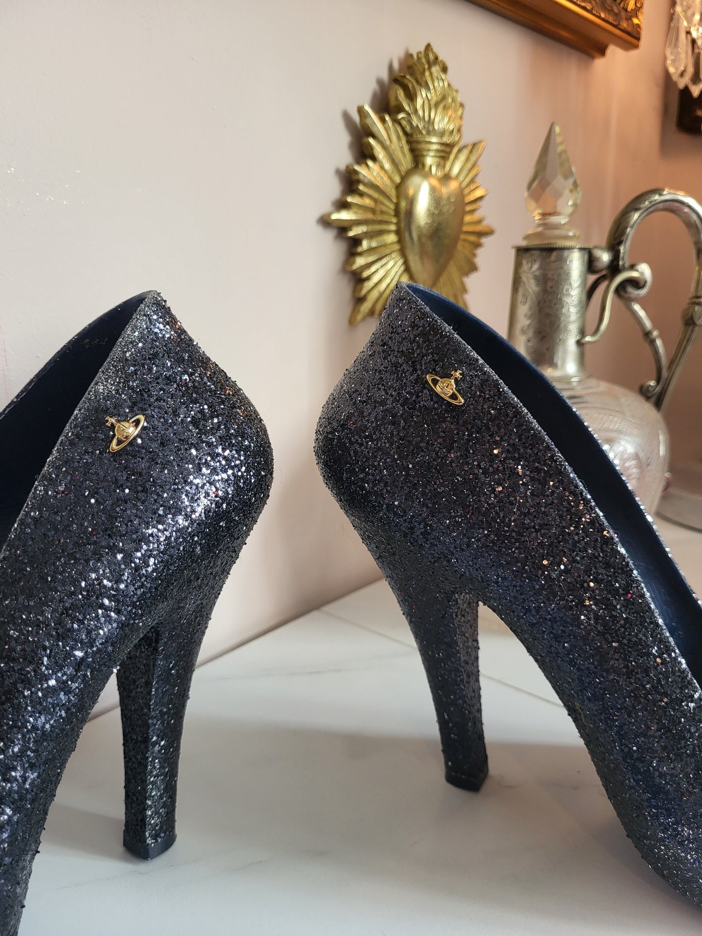 Vivienne Westwood Anglomania x Melissa Black Glitter Heels