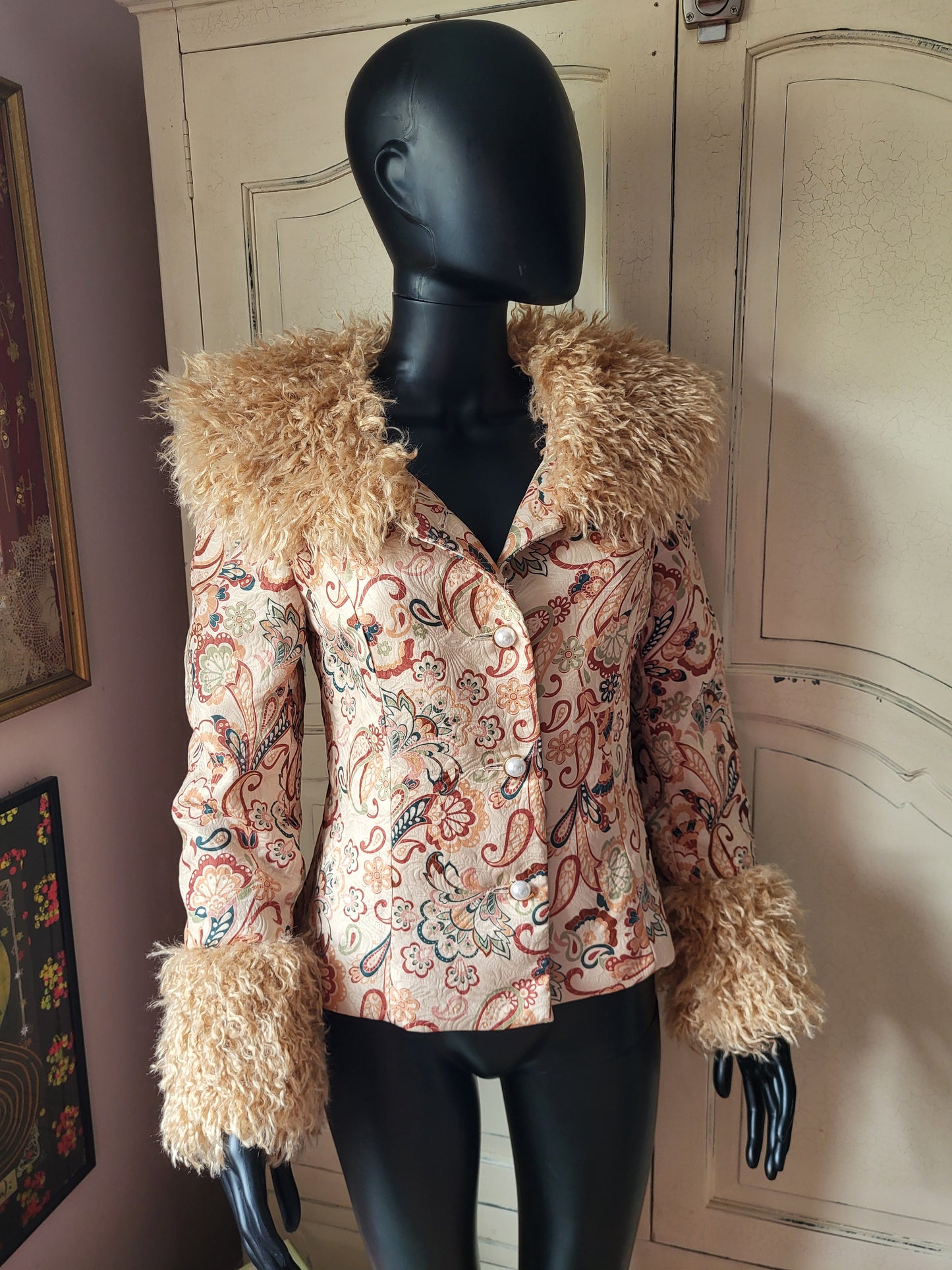 Afghan Style Faux Shearling Jacket