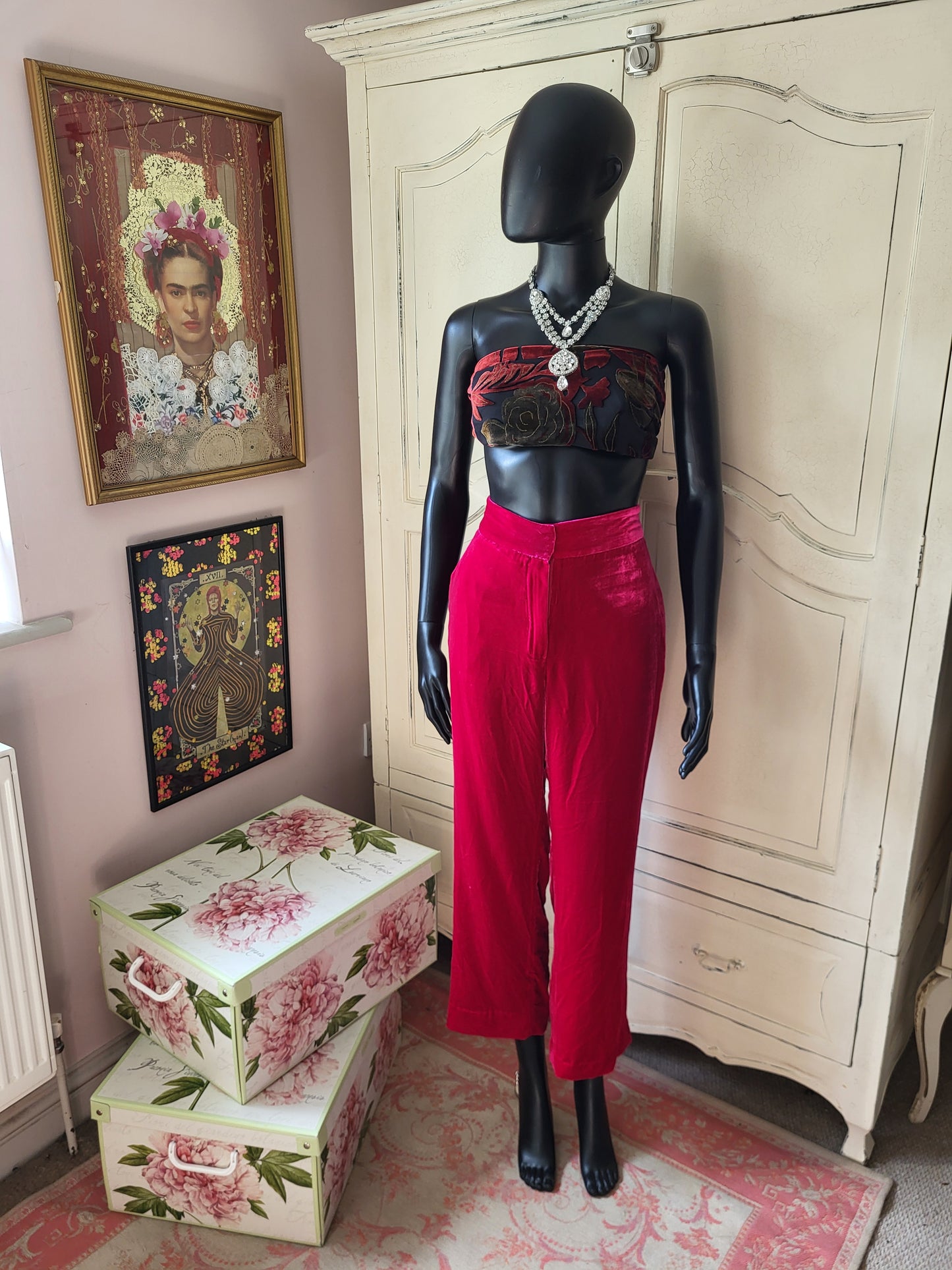 Massimo Dutti Fuchsia Velour Trousers