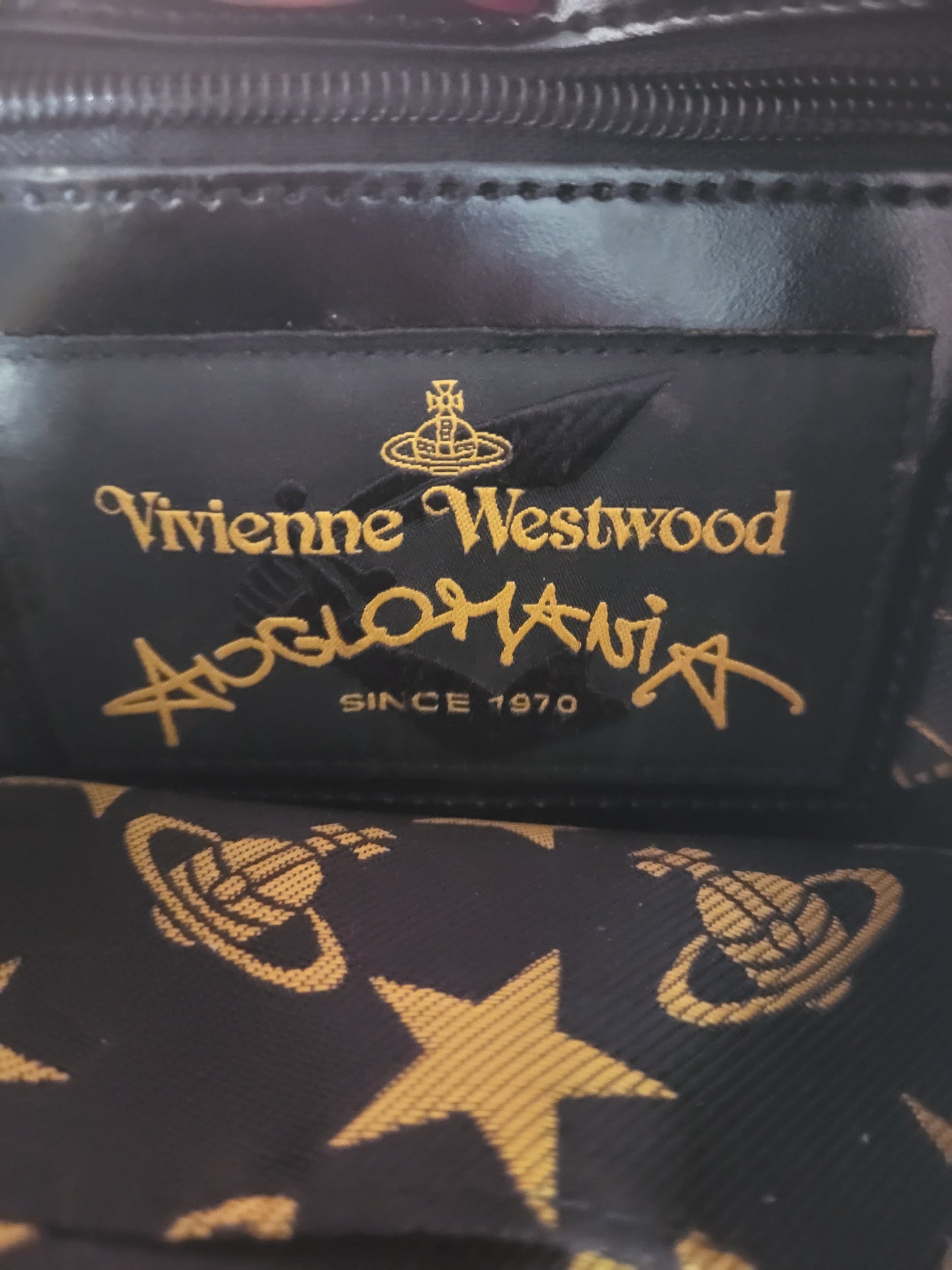 Vivienne Westwood Red Embossed Leather Tote Bag