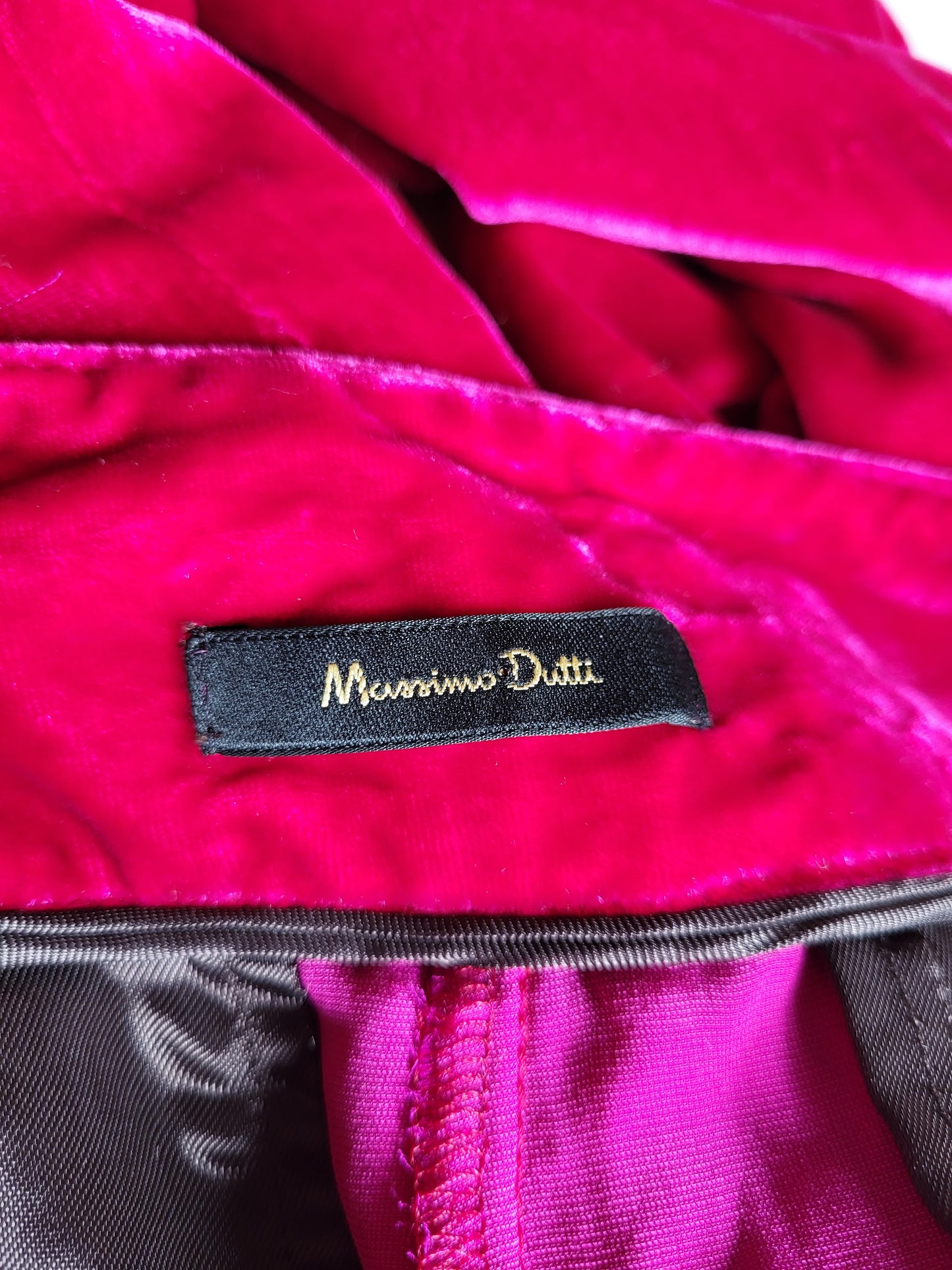 Massimo Dutti Fuchsia Velour Trousers