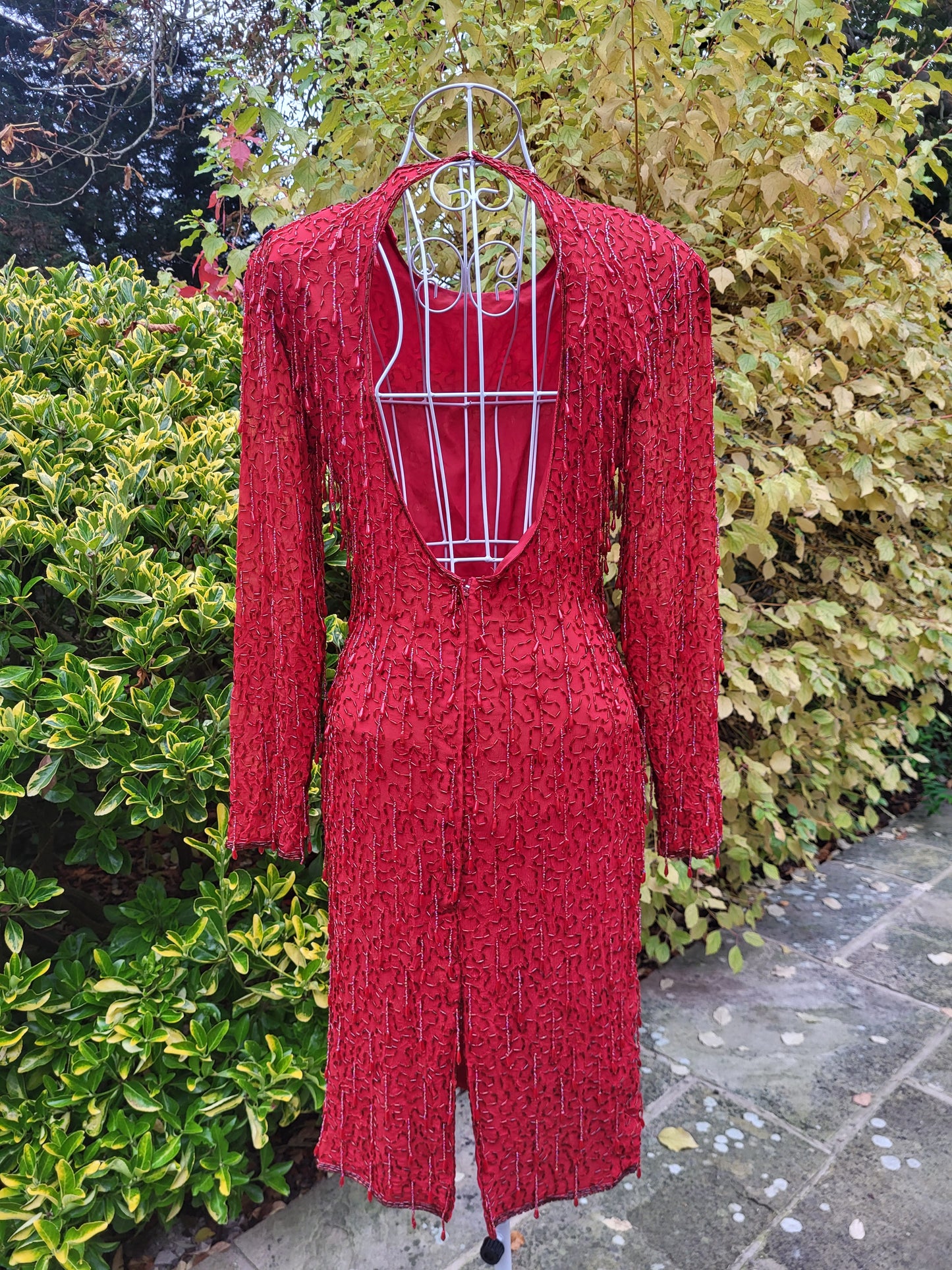 Vintage Red Beaded Dress