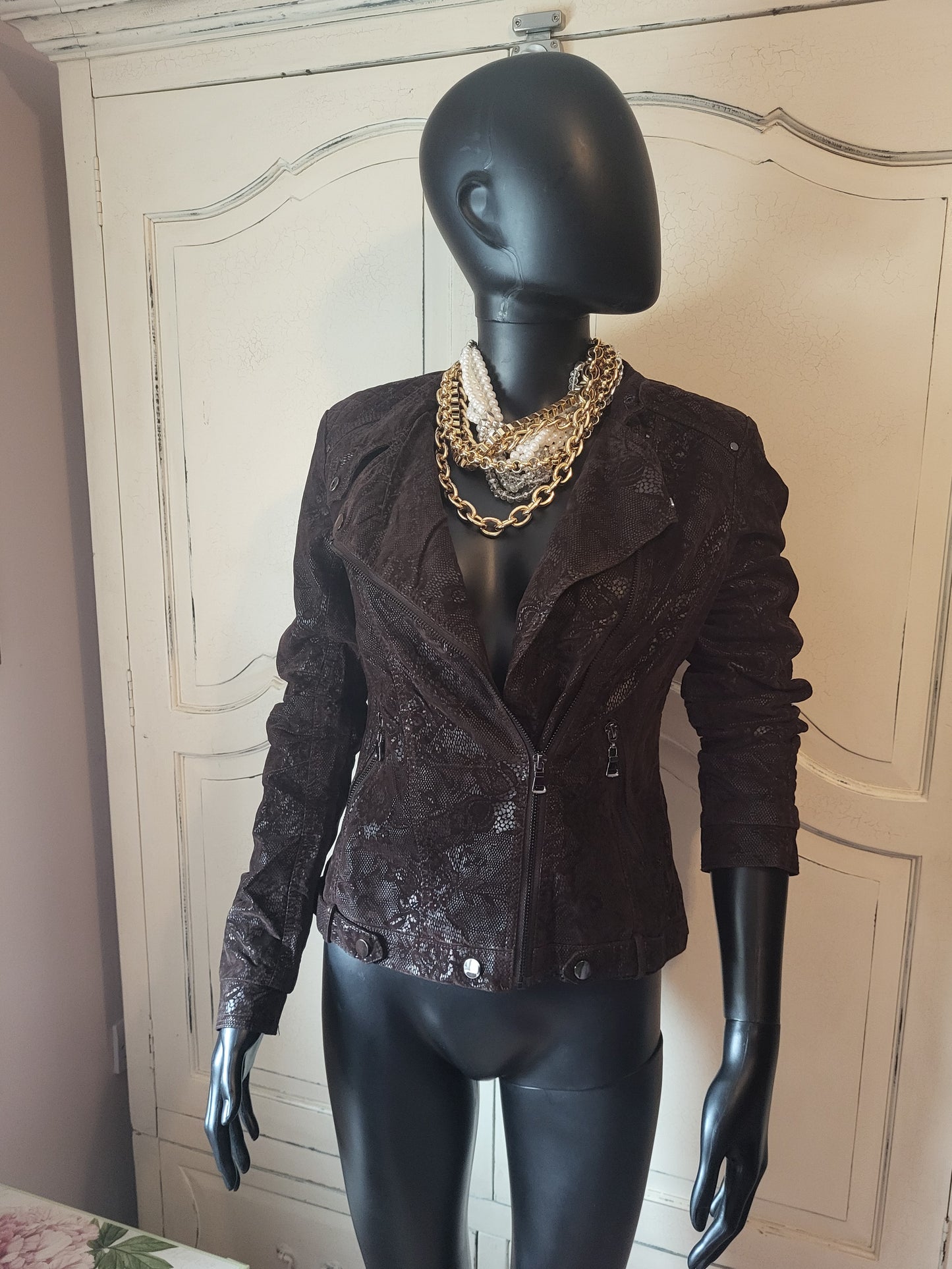 KY Creation Brand New Suede & Leather Lace Effect Jacket