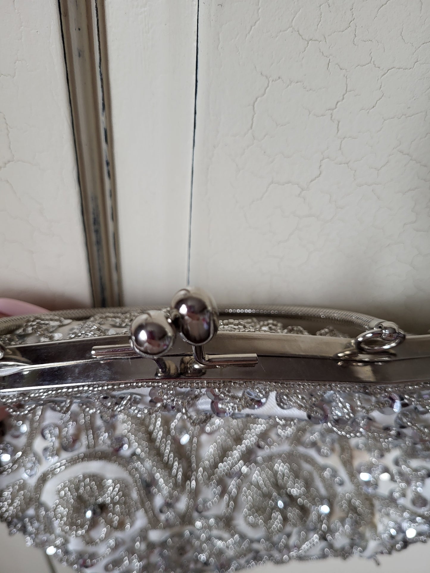 Vintage Hand Beaded Silver Evening Bag