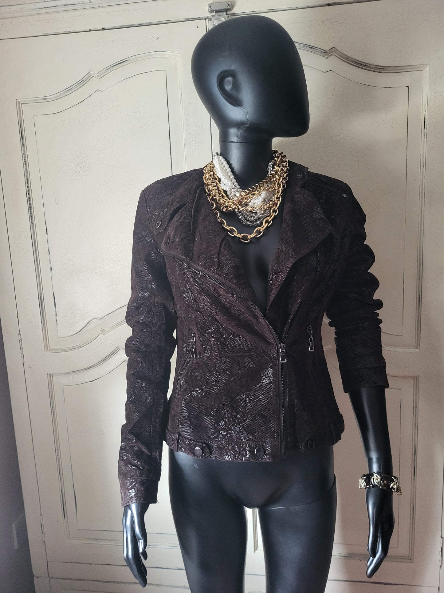 KY Creation Brand New Suede & Leather Lace Effect Jacket