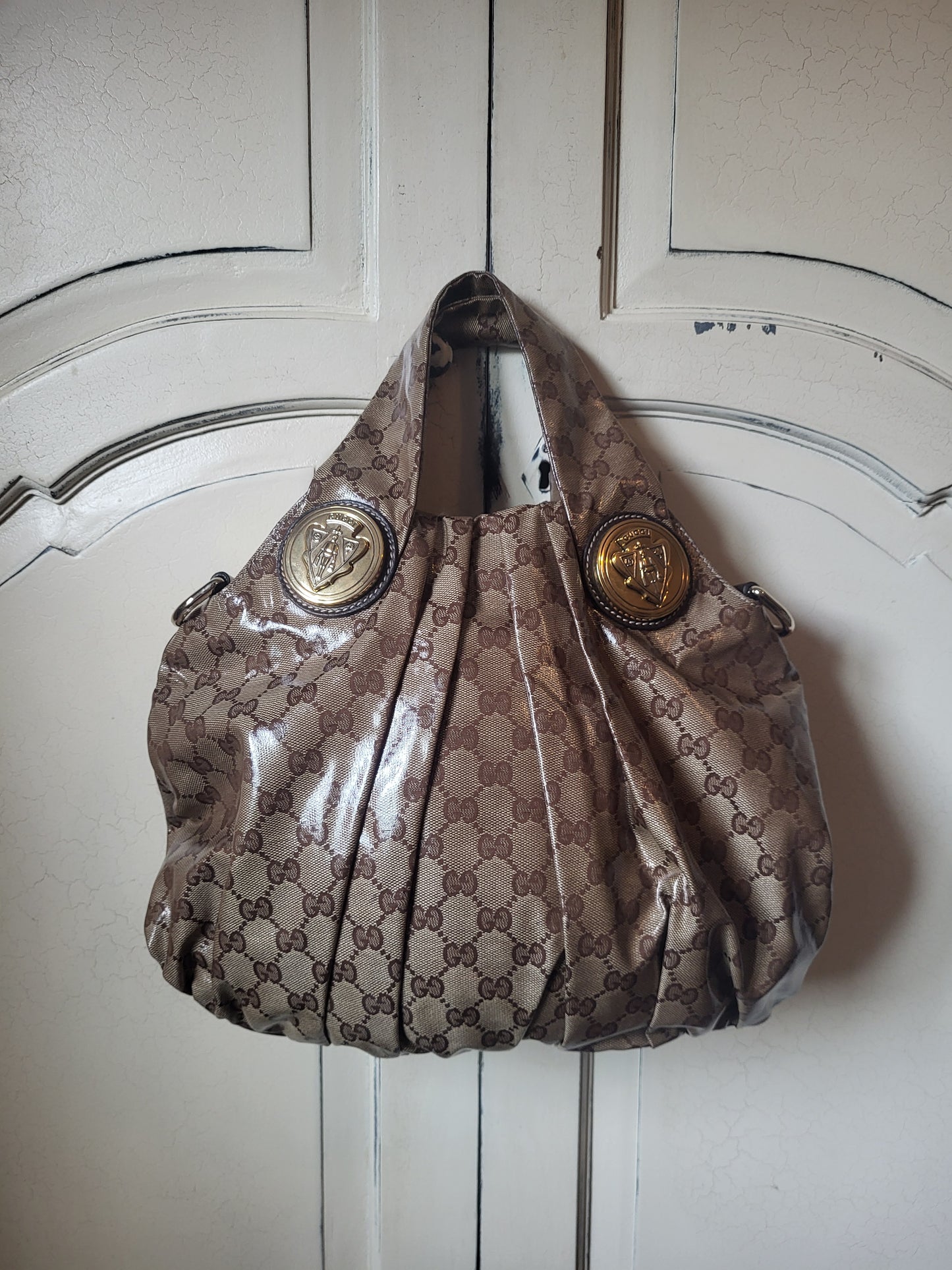 Gucci Hysteria Crystal Canvas and Leather Hobo Bag