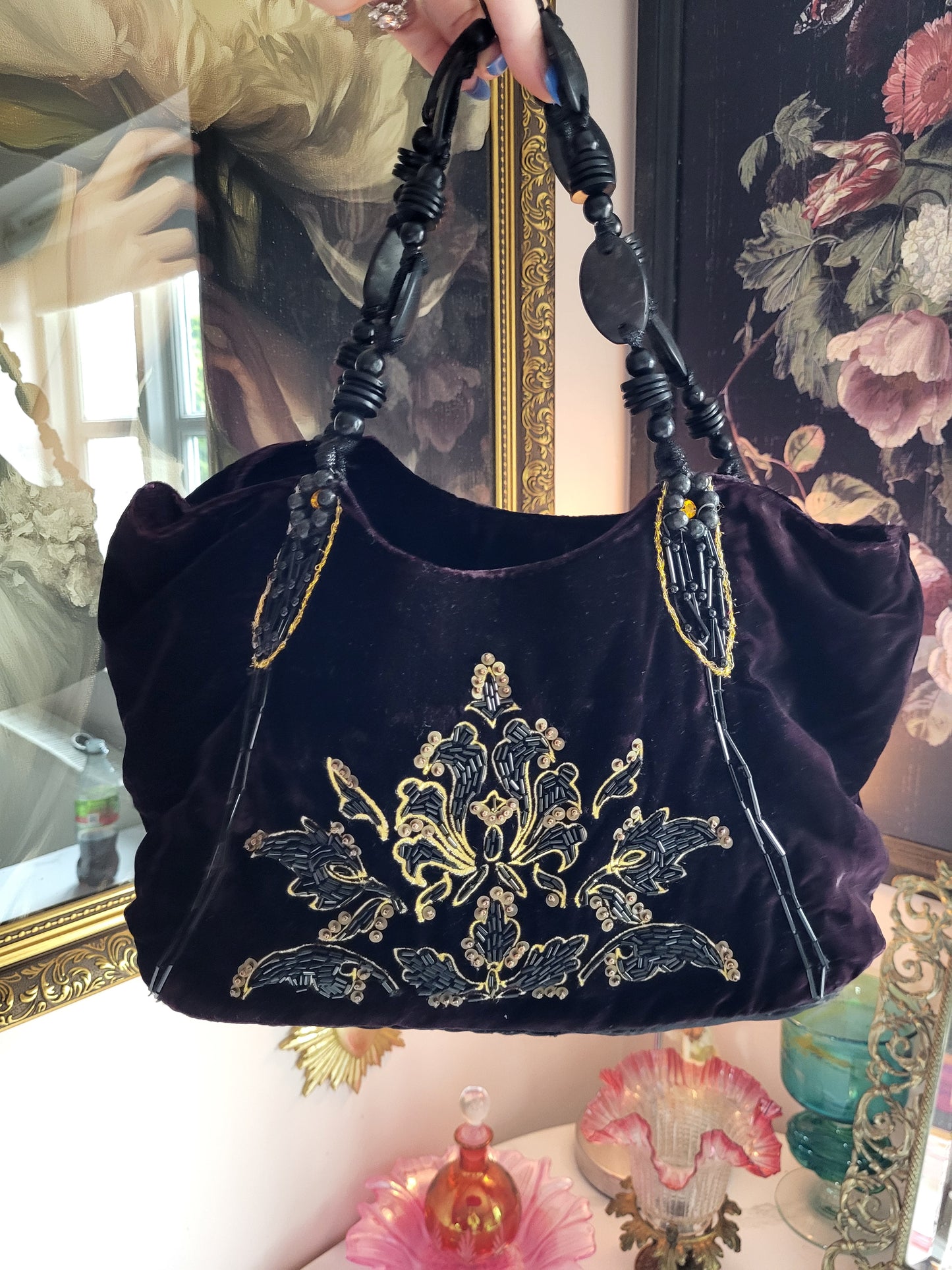 Baroque Beaded Deep Purple Handbag