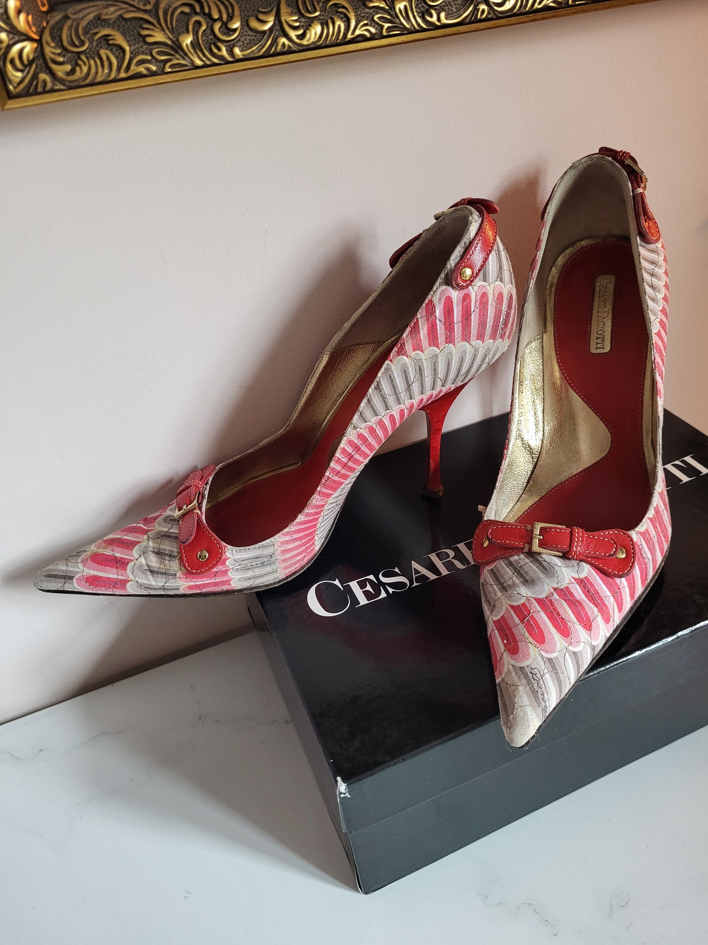 Vintage Cesare Paciotti Leather Lined Pointed Toe Court Heels