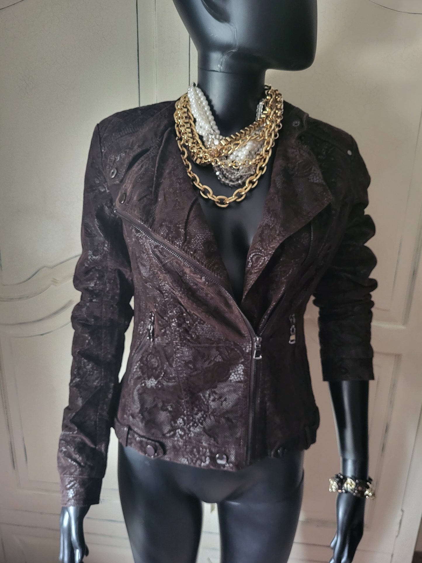 KY Creation Brand New Suede & Leather Lace Effect Jacket