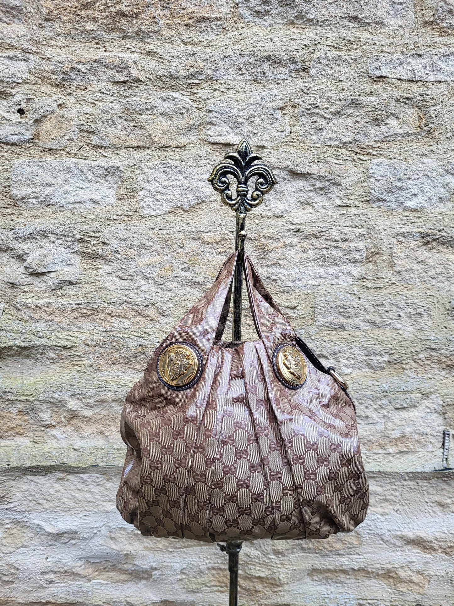 Gucci GG Crystal Canvas Monogram Hobo Bag