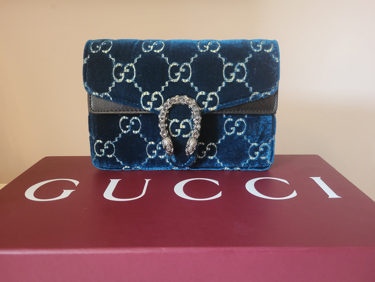 Gucci Dionysus Velvet Teal Mini Chain Bag