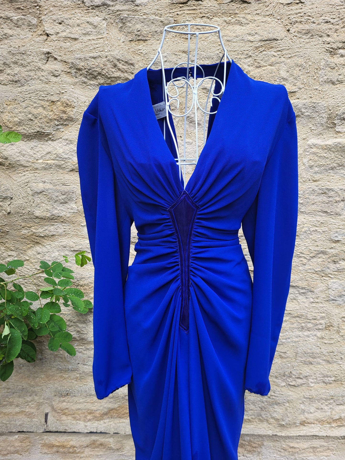 Vintage Frank Usher Cobalt Blue Ruched Dress