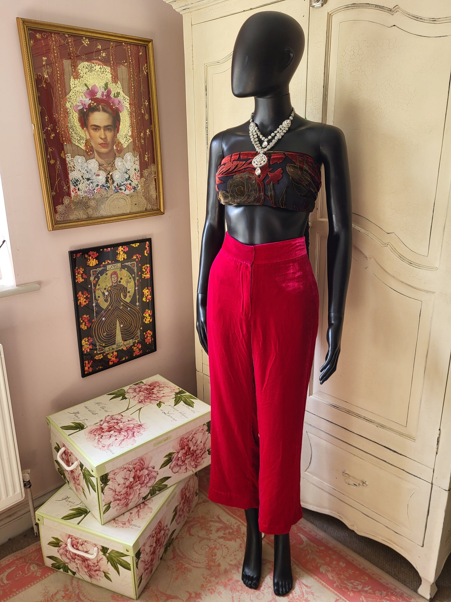 Massimo Dutti Fuchsia Velour Trousers