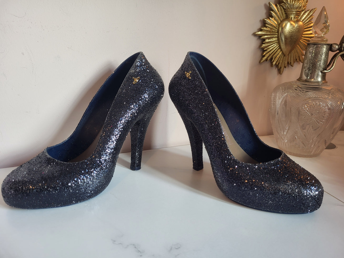 Vivienne Westwood Anglomania x Melissa Black Glitter Heels