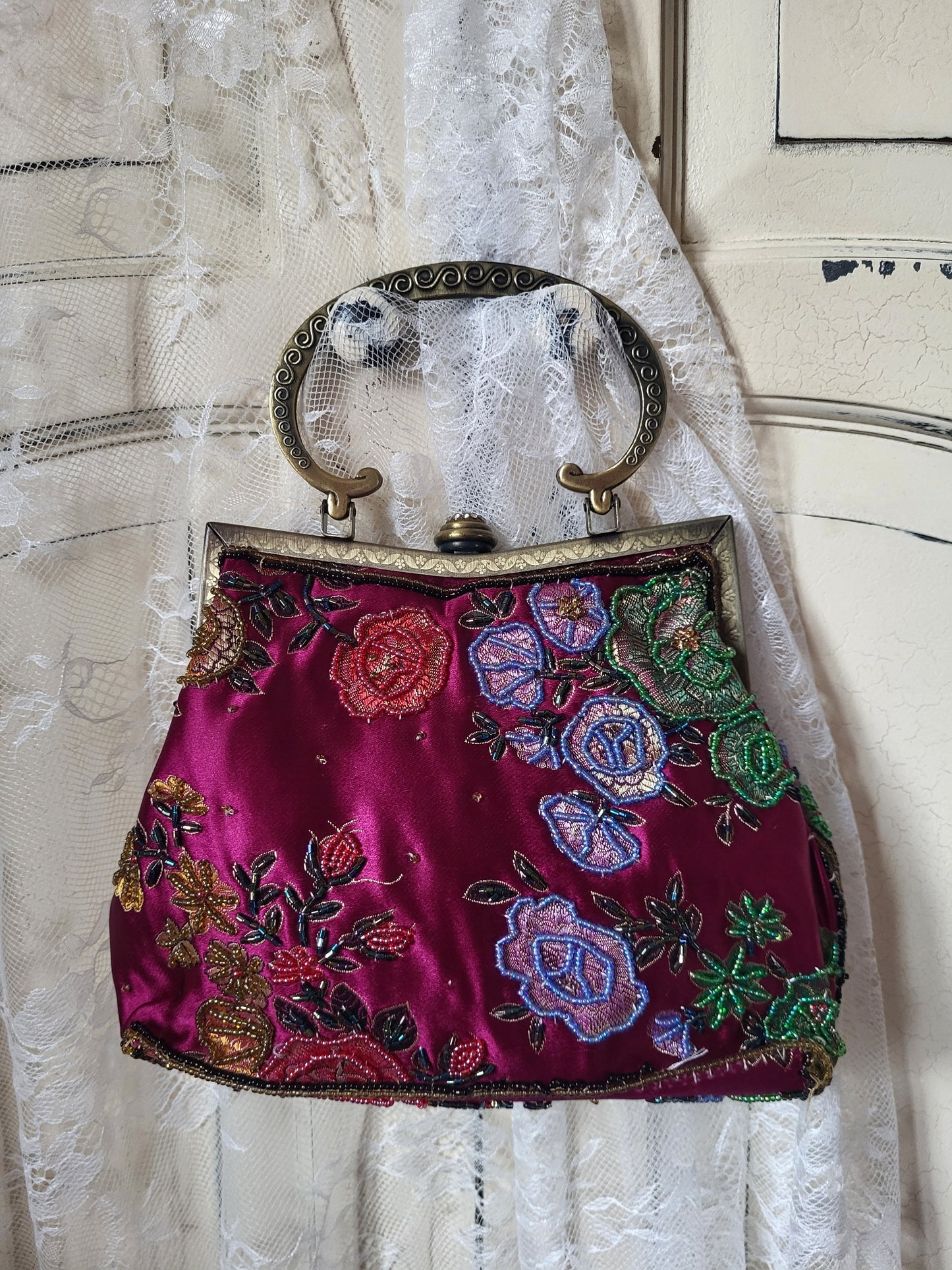Vintage Beaded Silk Bag