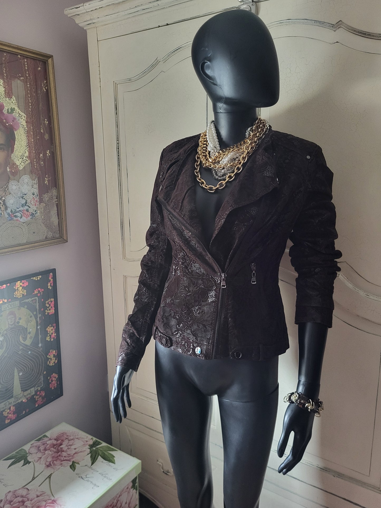 KY Creation Brand New Suede & Leather Lace Effect Jacket