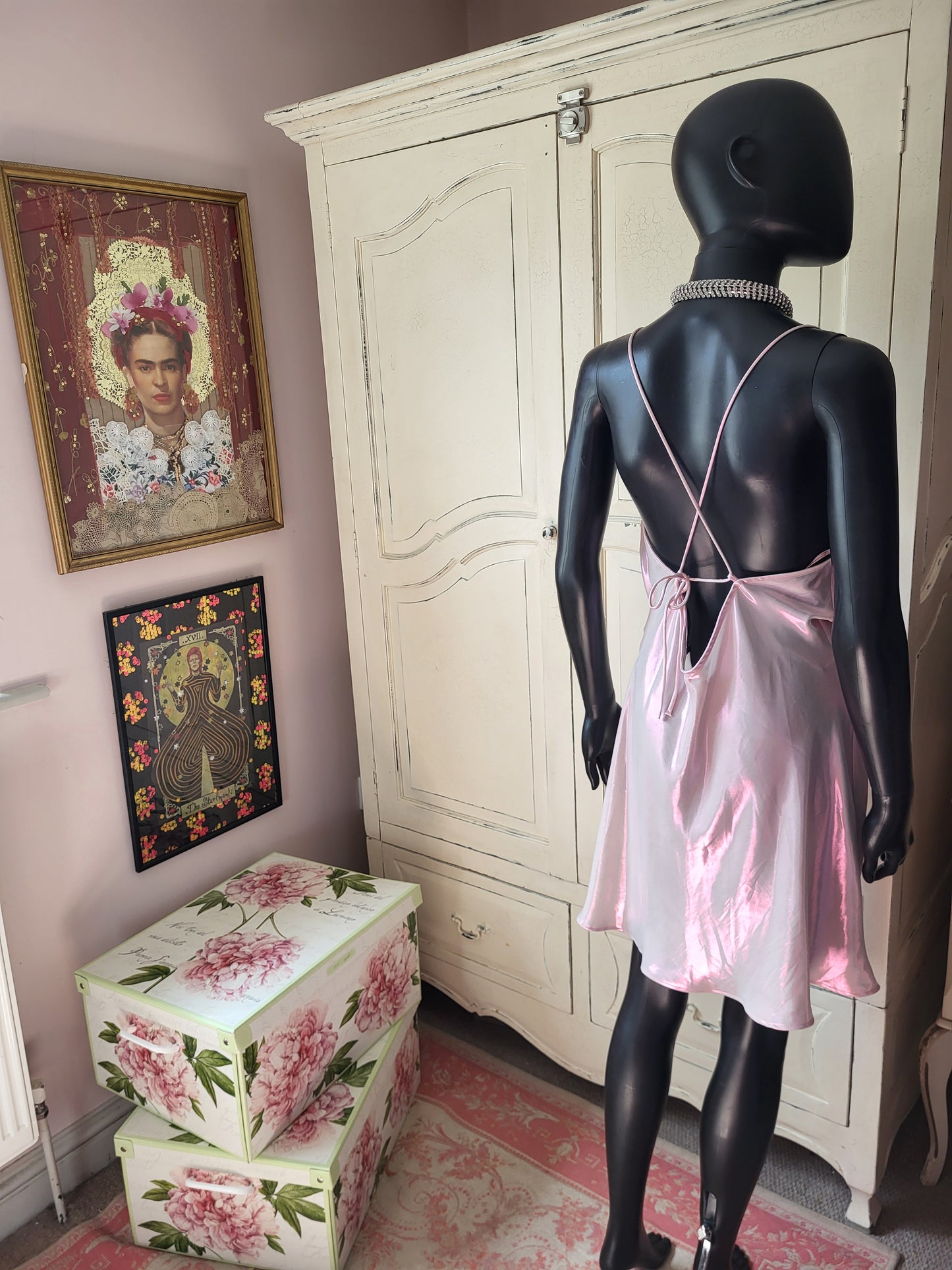 Zara Slinky Cowl Neck Irrediscent Pink Mini Dress