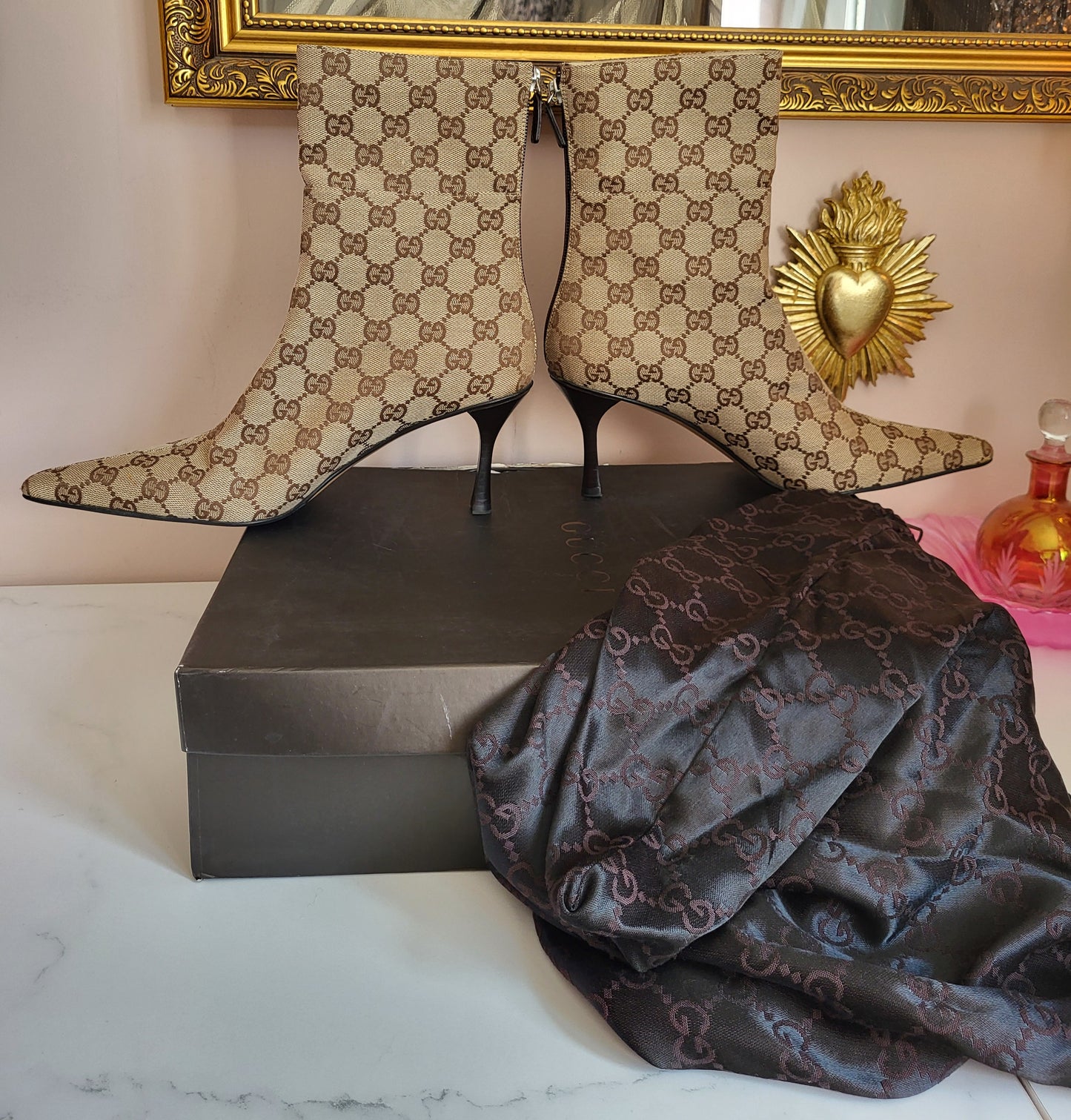 Gucci Classic Monogram Print Boots