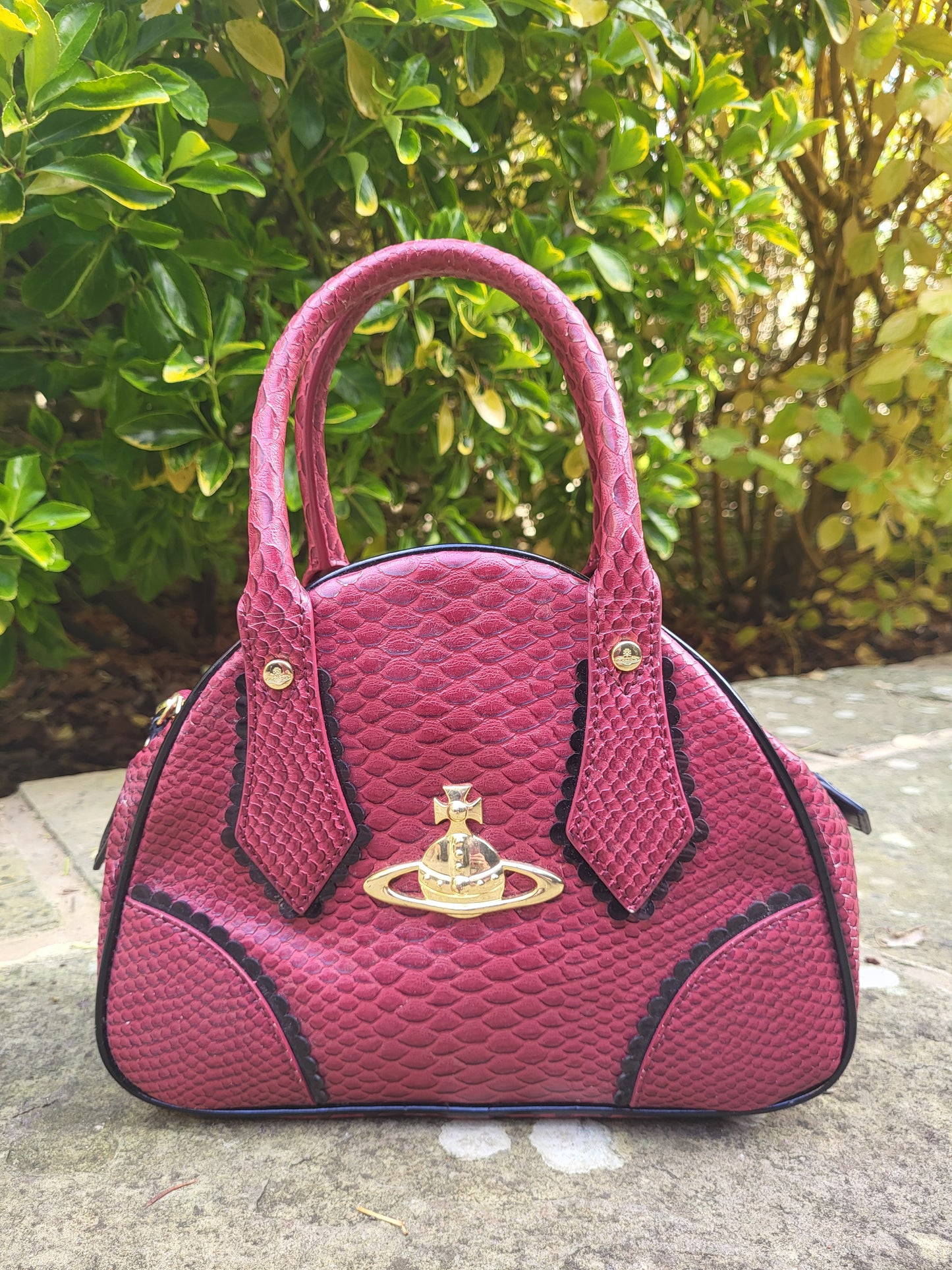 Vivienne Westwood Red Embossed Leather Tote Bag