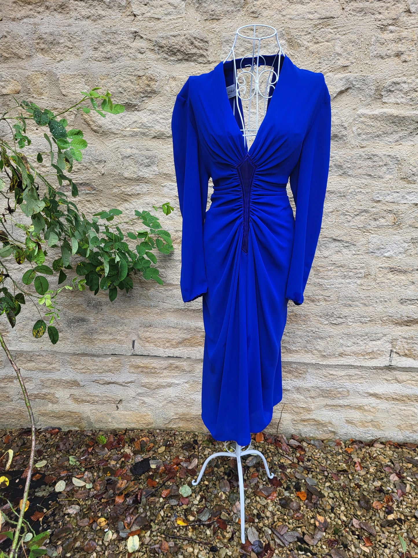 Vintage Frank Usher Cobalt Blue Ruched Dress