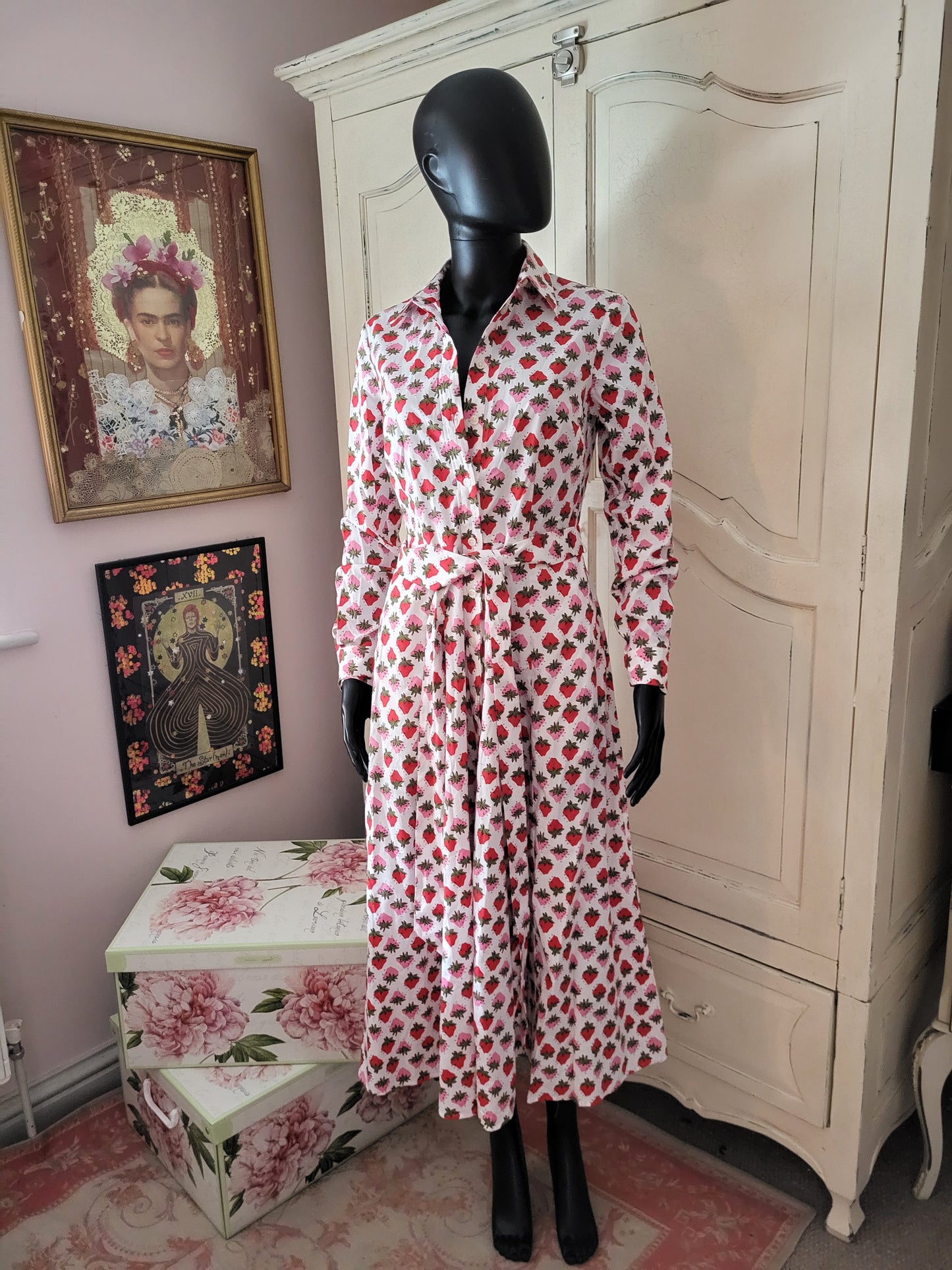 Boden Strawberry Print Shirt Dress