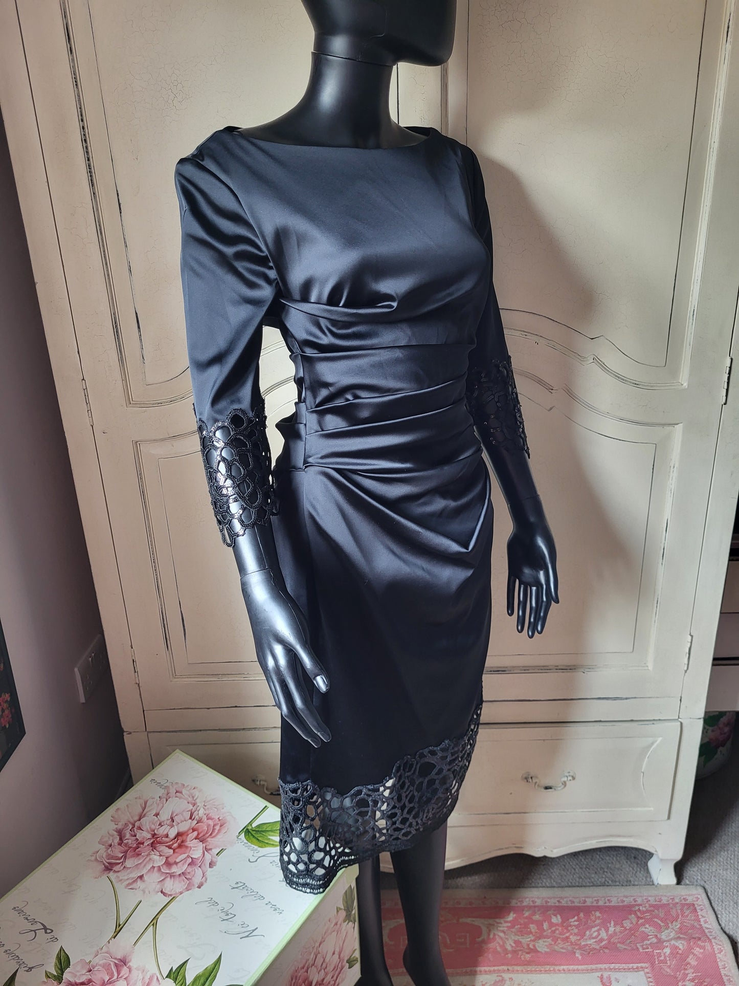 Talbot Runhof Black Embellished Cocktail Dress