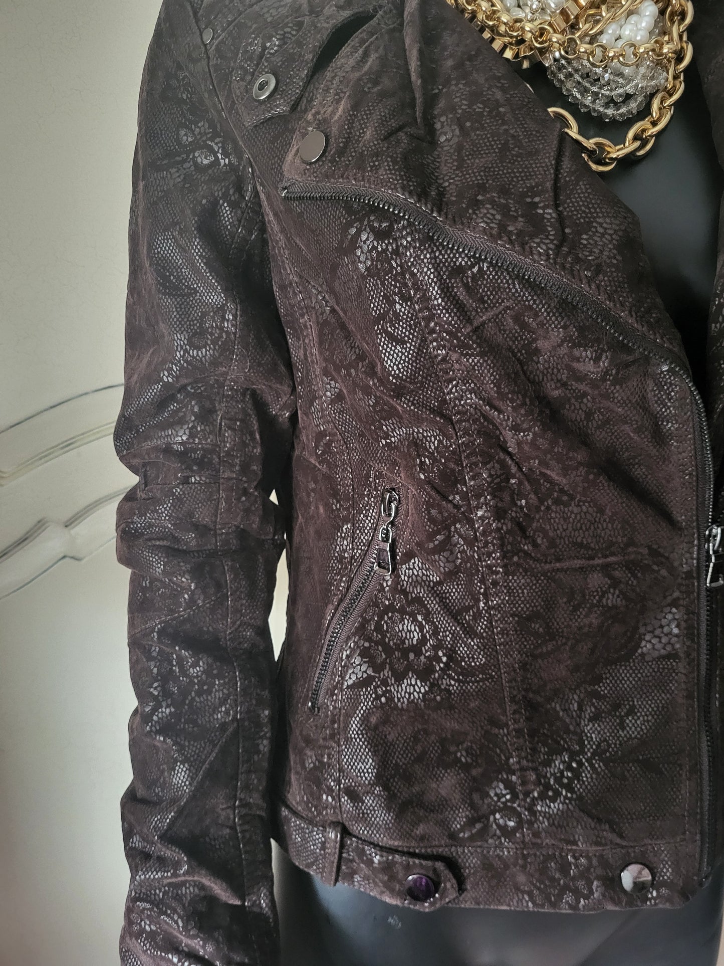 KY Creation Brand New Suede & Leather Lace Effect Jacket