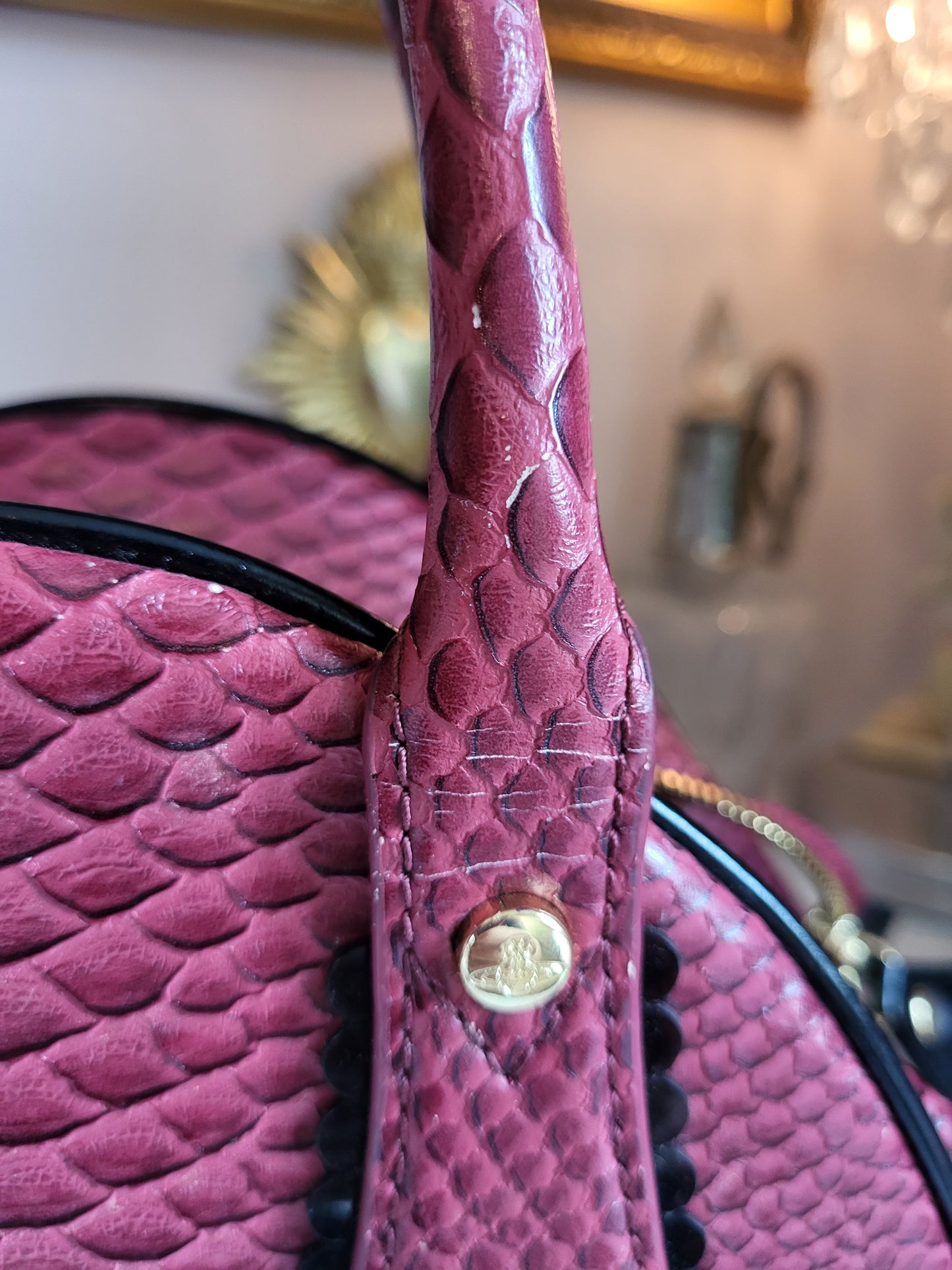 Vivienne Westwood Red Embossed Leather Tote Bag