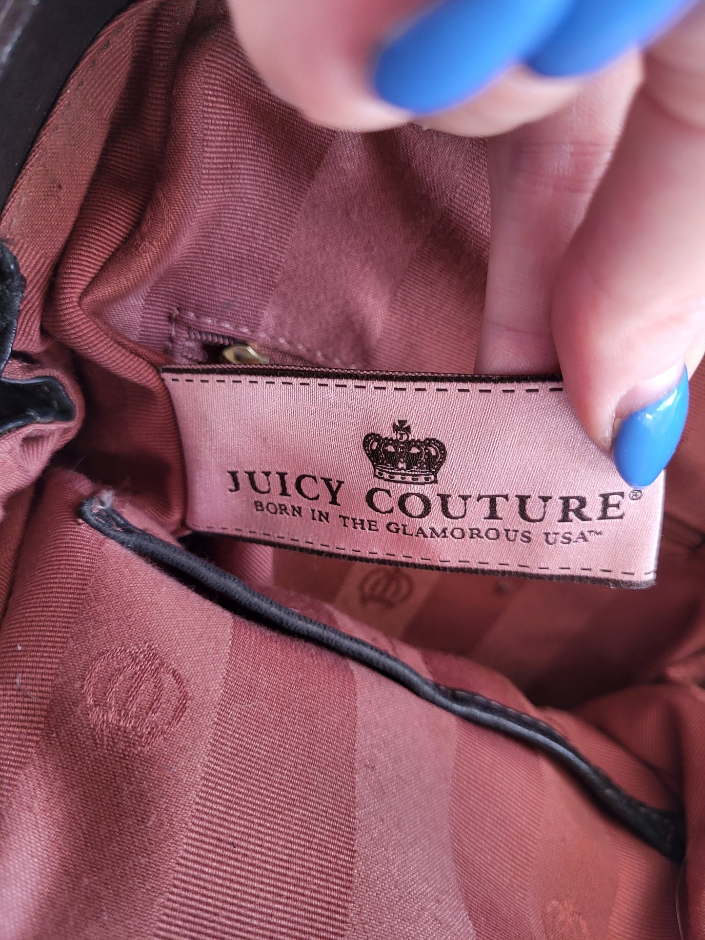 Vintage Juicy Couture Black Leather Satchel with Brass Hardware