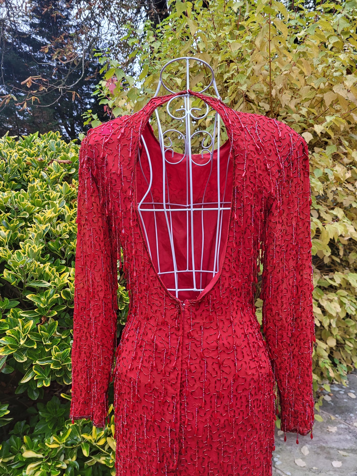 Vintage Red Beaded Dress