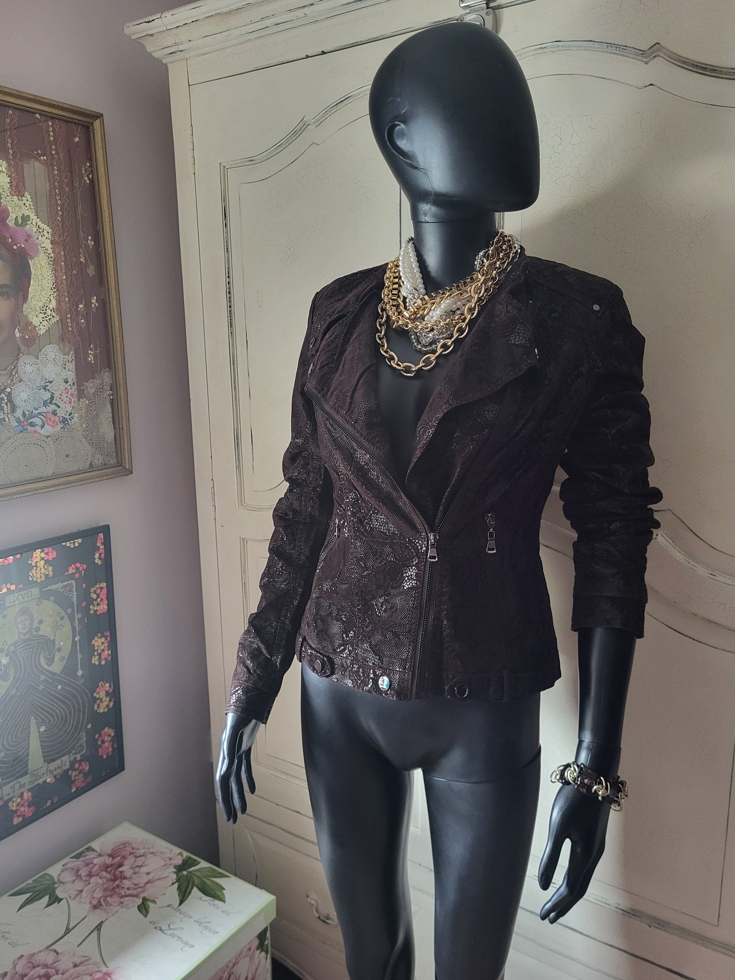 KY Creation Brand New Suede & Leather Lace Effect Jacket