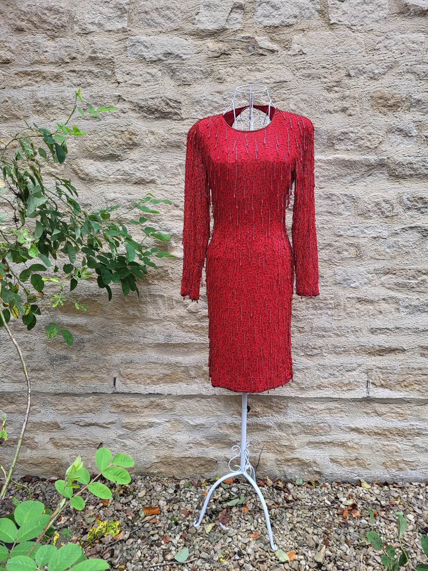 Vintage Red Beaded Dress