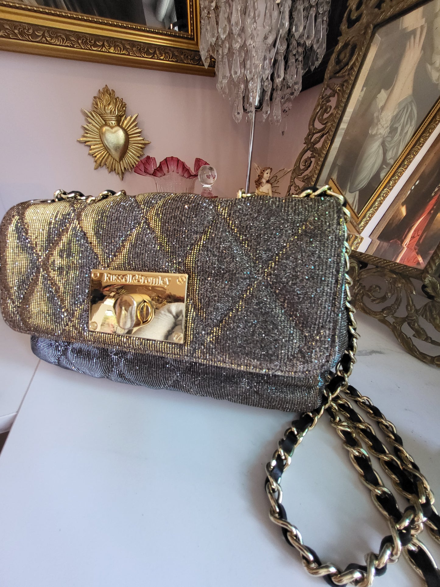 Russell & Bromley Glitter Quilted Chain Bag