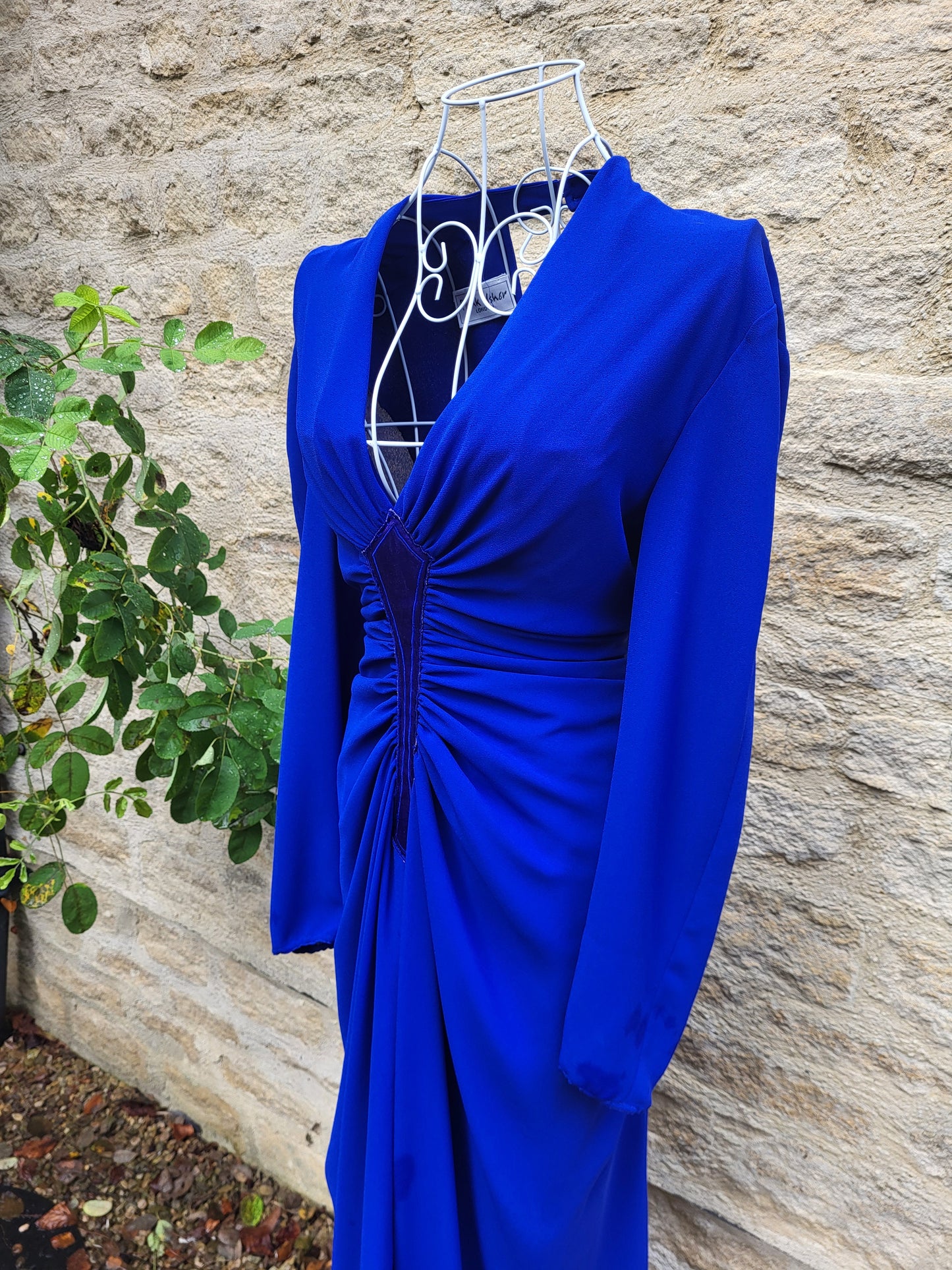 Vintage Frank Usher Cobalt Blue Ruched Dress