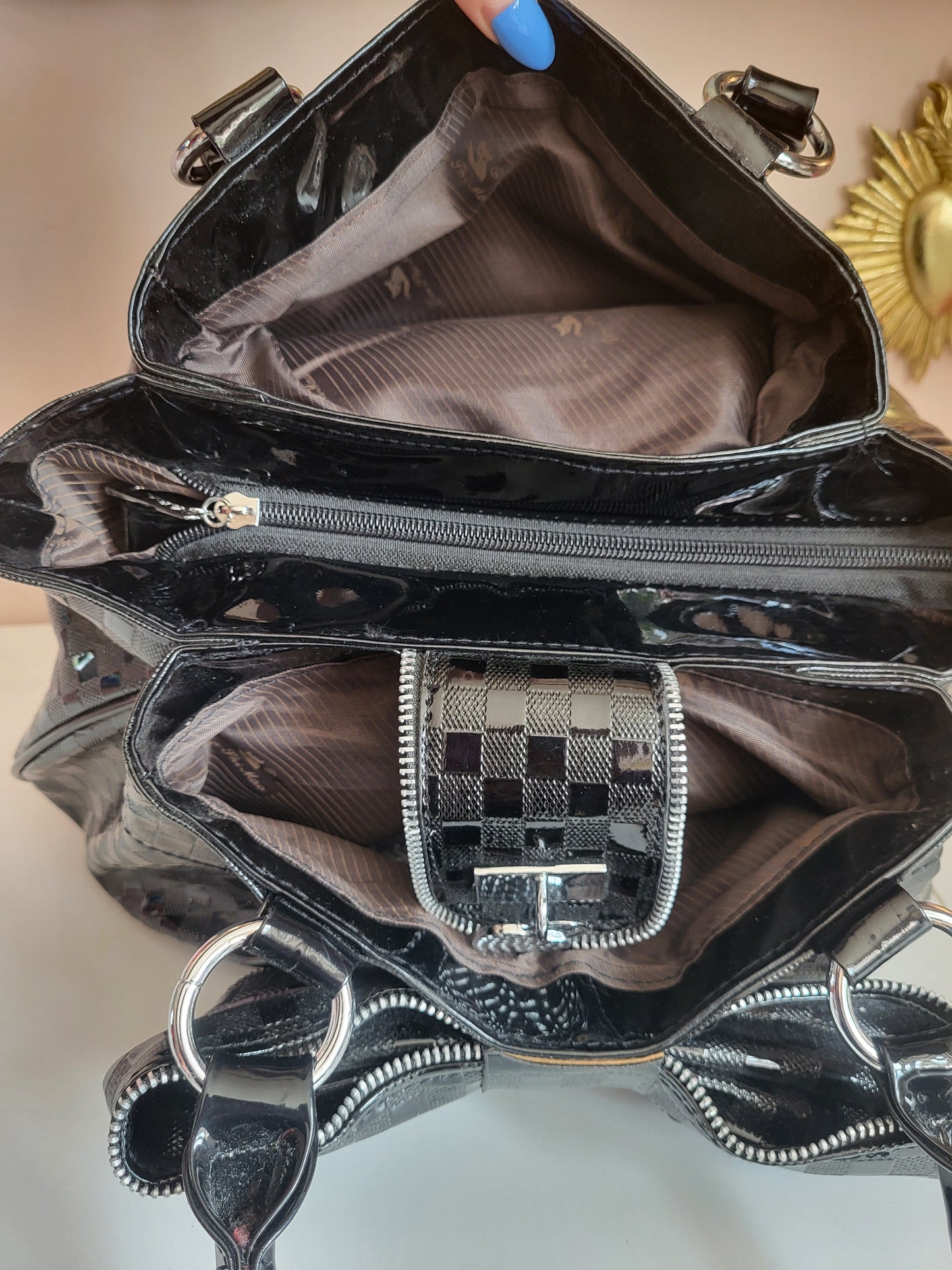 Jim Phimau Black Patent Bow Bag