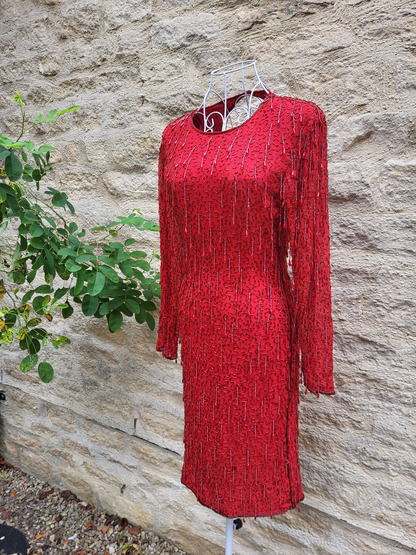 Vintage Red Beaded Dress