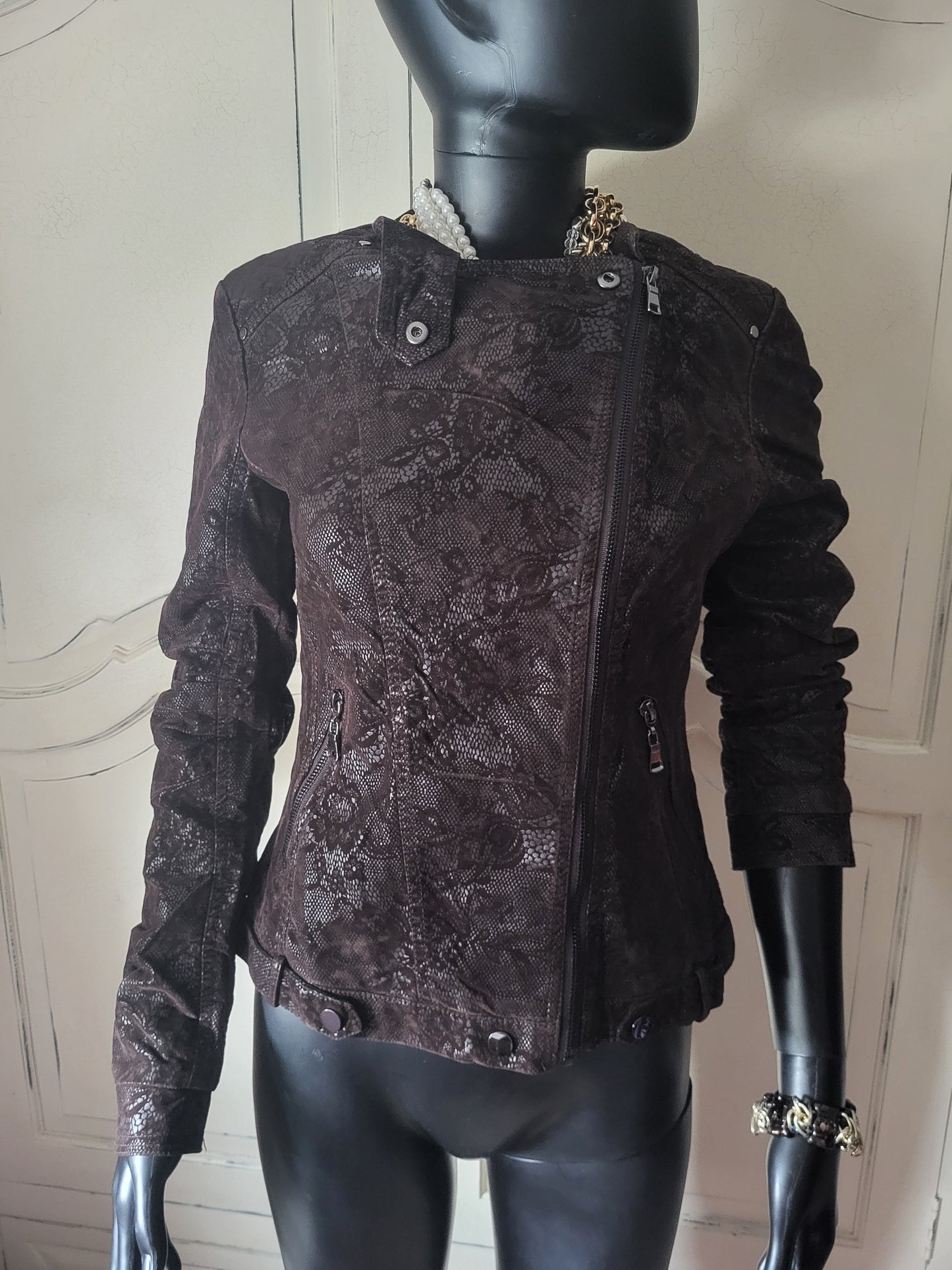 KY Creation Brand New Suede & Leather Lace Effect Jacket