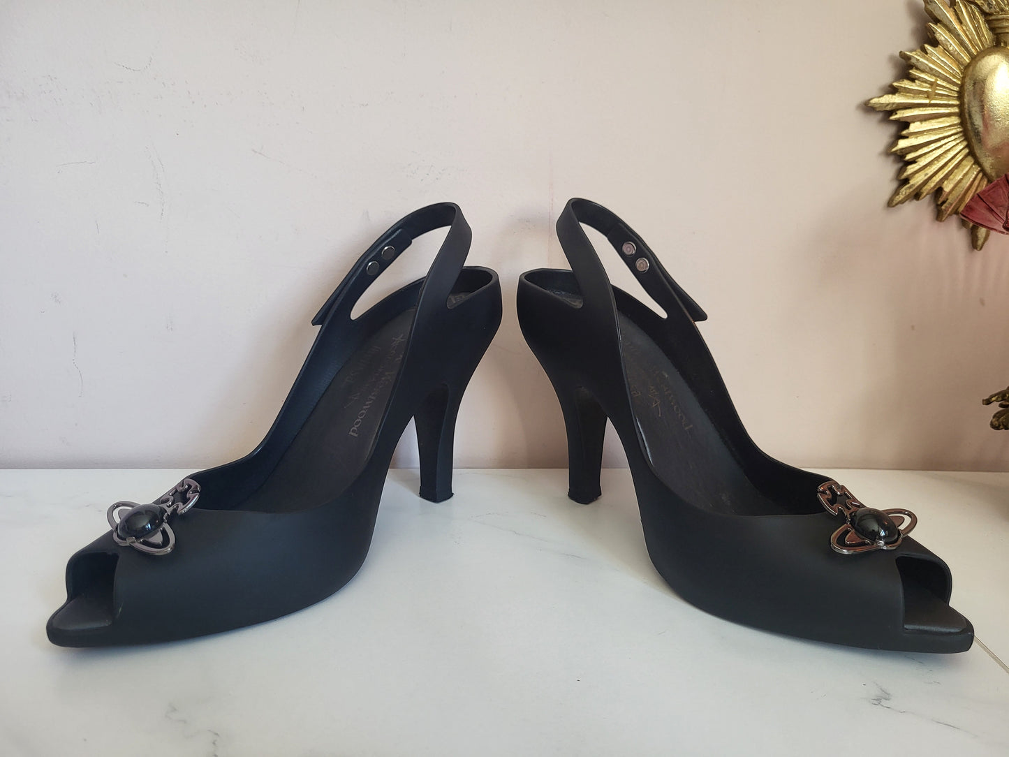 Vivienne Westwood x Melissa Matte Black Orb Heels