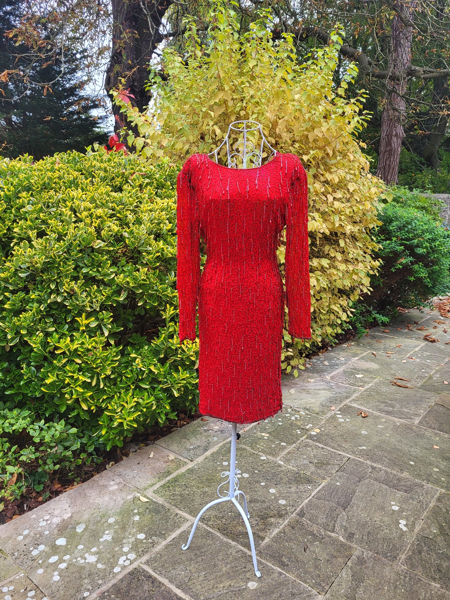 Vintage Red Beaded Dress