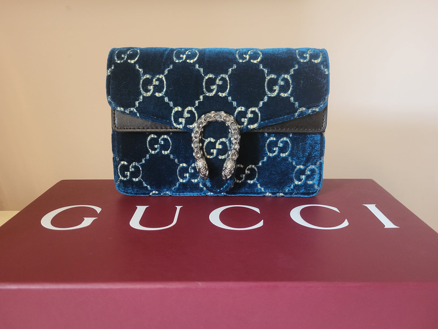 Gucci Dionysus Velvet Teal Mini Chain Bag