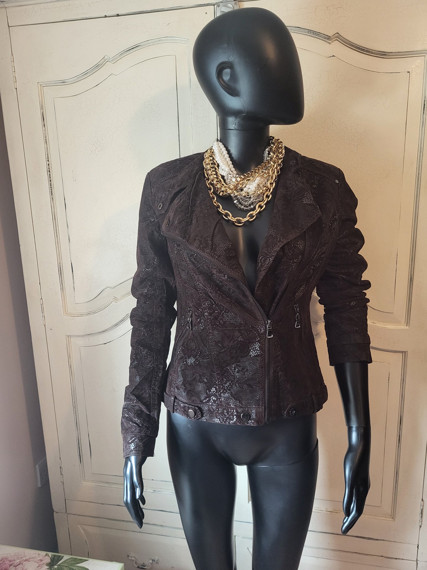 KY Creation Brand New Suede & Leather Lace Effect Jacket
