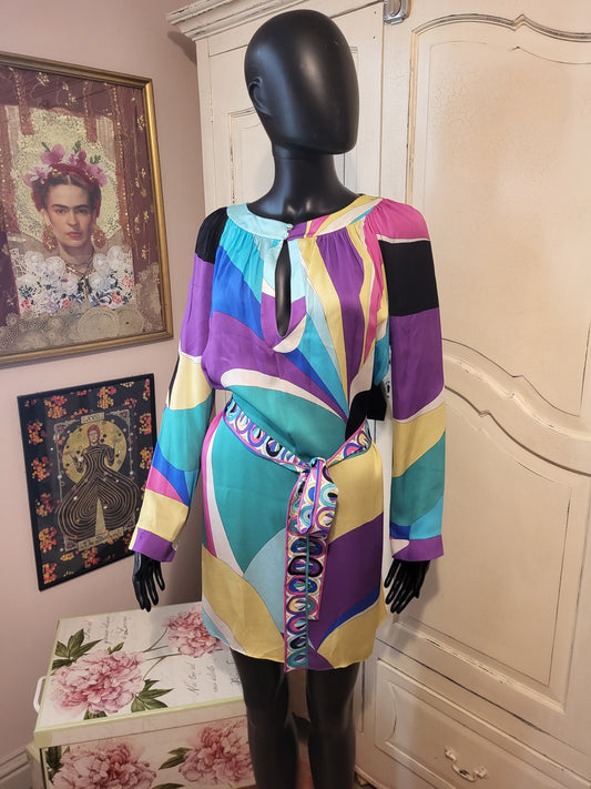 Emilio Pucci 100% Silk Multicolour Mini Dress