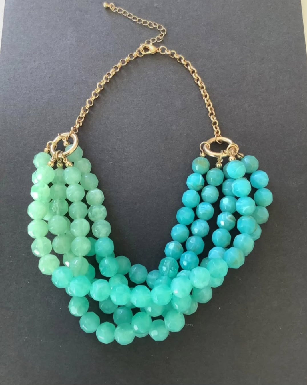Turquoise Acrylic Bead Statement Necklace
